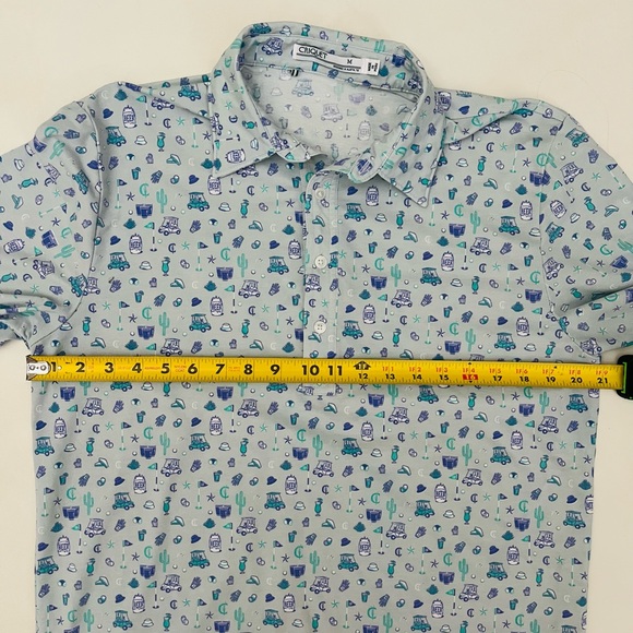 CRIQUET Polo men’s size medium golf carts cactus print blue and green - Picture 5 of 8